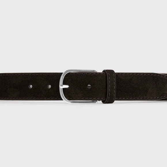 TOTEME Bold Wide Trouser Belt in Suede Espresso Dark Brown Size 80 main image 7